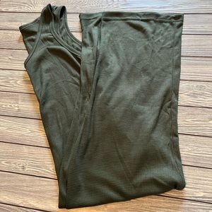 Olive green waffle knit jumper. Size XL with 23in inseam.